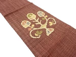 抽象草花模様織出し名古屋帯